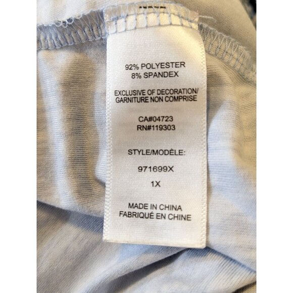 Gloria Vanderbilt Robe Housecoat Womens Plus 1X Navy Dream Knit Belted Wrap Lace - Picture 8 of 8